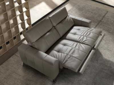 2-seater relax sofa upholstered in genuine leather - BARI 2