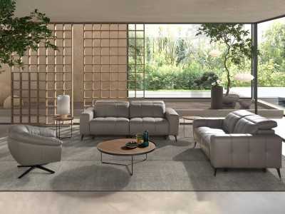2-seater relax sofa upholstered in genuine leather - BARI 2