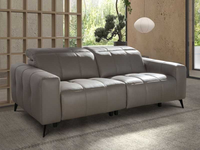 Canapé relax 3 places en cuir véritable - BARI 3