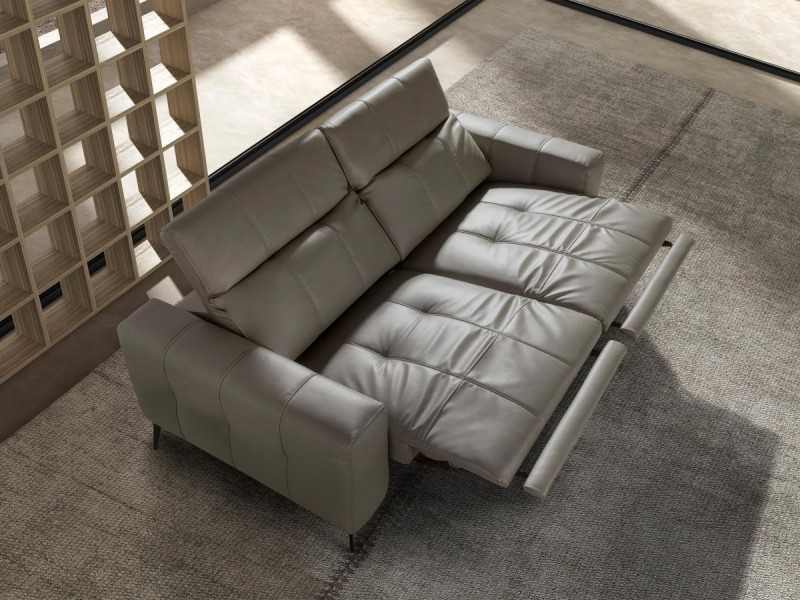 3-seater relax sofa upholstered in genuine leather - BARI 3