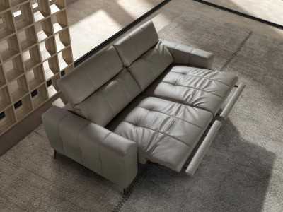 3-seater relax sofa upholstered in genuine leather - BARI 3