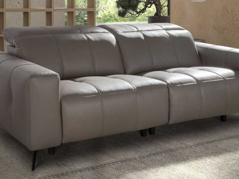 3-seater relax sofa upholstered in genuine leather - BARI 3