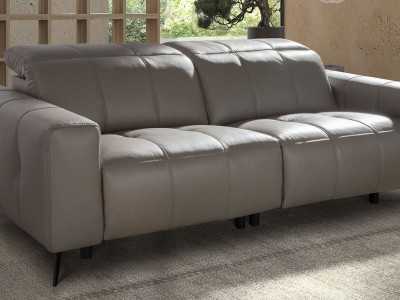 3-seater relax sofa upholstered in genuine leather - BARI 3