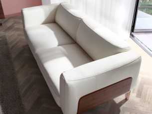Canapé design tapissé en cuir véritable avec piètement en bois - VERDI BIANCO 3 2