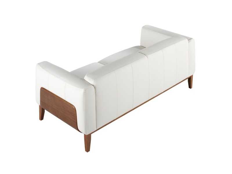Canapé design tapissé en cuir véritable avec piètement en bois - VERDI BIANCO 3