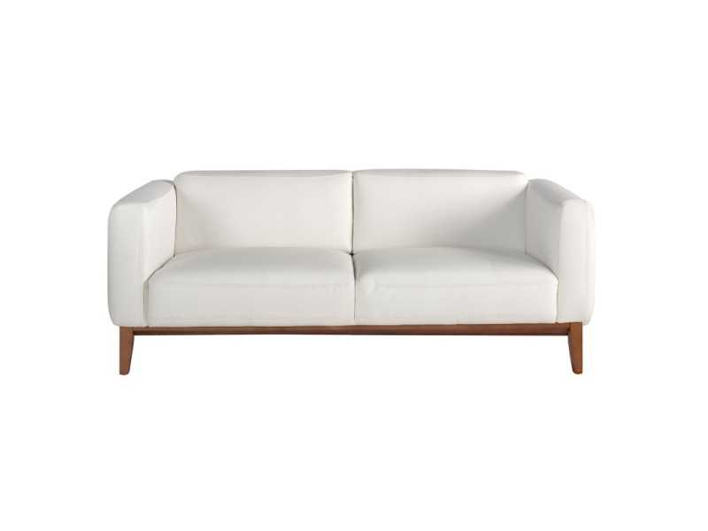 Canapé design tapissé en cuir véritable avec piètement en bois - VERDI BIANCO 3