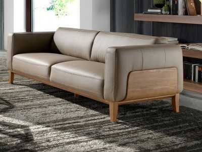 Canapé design tapissé en cuir véritable avec piètement en bois - VERDI VISÓN 3 Canapé design tapissé en cuir véritable avec piètement en bois - VERDI VISÓN 3