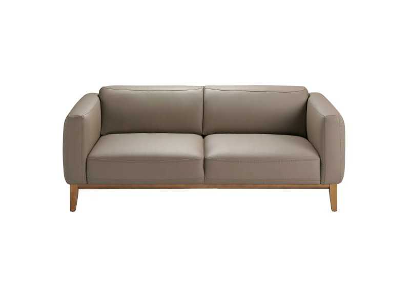 Canapé design tapissé en cuir véritable avec piètement en bois - VERDI VISÓN 3
