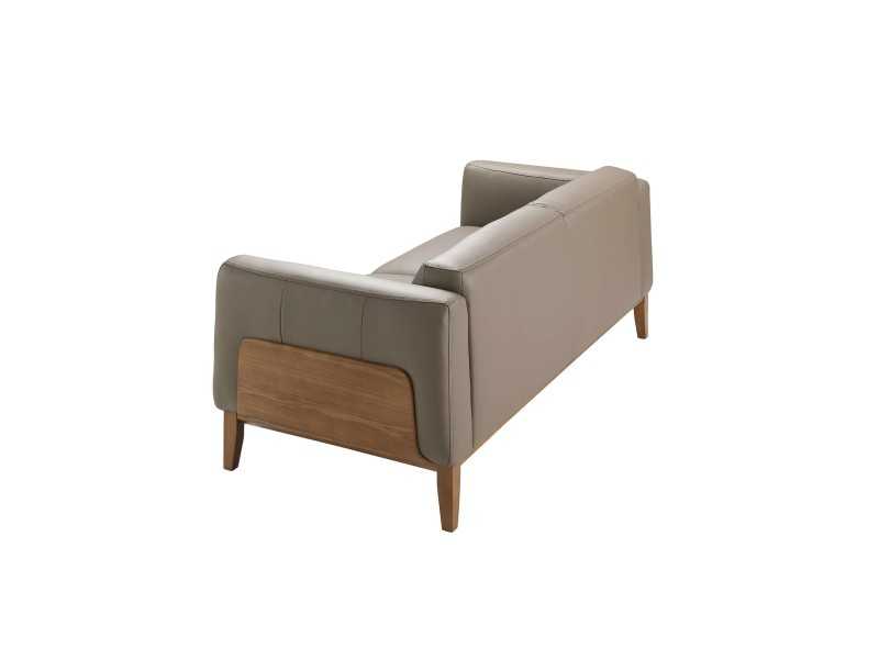 Canapé design tapissé en cuir véritable avec piètement en bois - VERDI VISÓN 3
