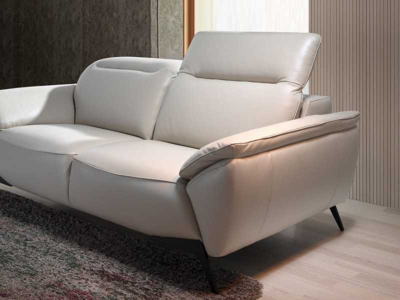Canapé 2 places au design moderne, tapissé de cuir véritable - PADUA 2