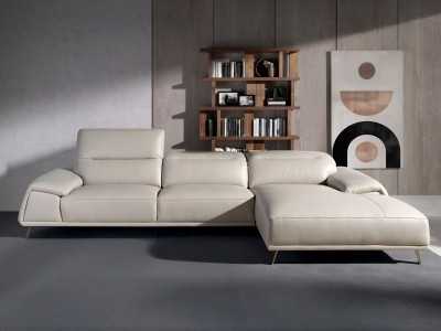 Sofá chaise longue derecha tapizado en piel genuina- PADUA D Sofá chaise longue derecha tapizado en piel genuina- PADUA D
