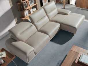 Right chaise longue sofa upholstered in genuine leather - PADUA D 2