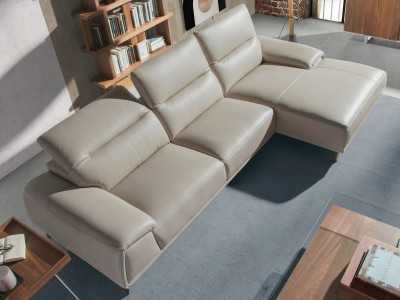 Sofá chaise longue derecha tapizado en piel genuina- PADUA D Sofá chaise longue derecha tapizado en piel genuina- PADUA D