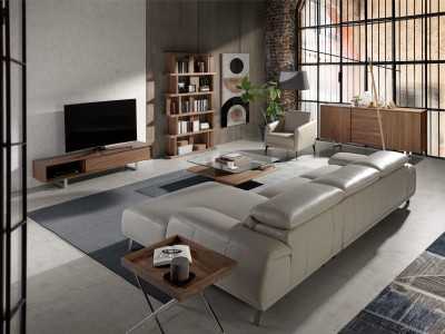 Sofá chaise longue derecha tapizado en piel genuina- PADUA D Sofá chaise longue derecha tapizado en piel genuina- PADUA D