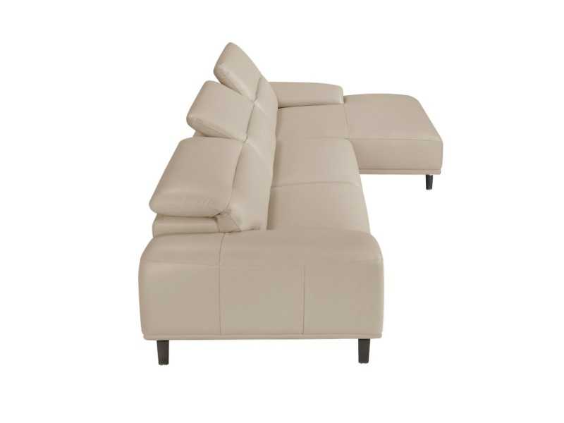 Sofá chaise longue derecha tapizado en piel genuina- PADUA D