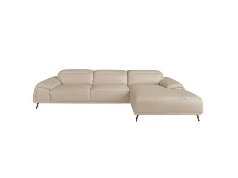 Sofá chaise longue derecha tapizado en piel genuina- PADUA D