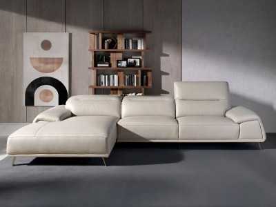 Left chaise longue sofa upholstered in genuine leather - PADUA IZ Left chaise longue sofa upholstered in genuine leather - PADUA IZ