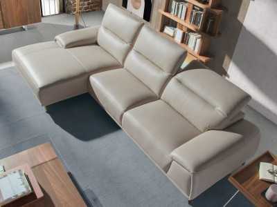 Left chaise longue sofa upholstered in genuine leather - PADUA IZ Left chaise longue sofa upholstered in genuine leather - PADUA IZ