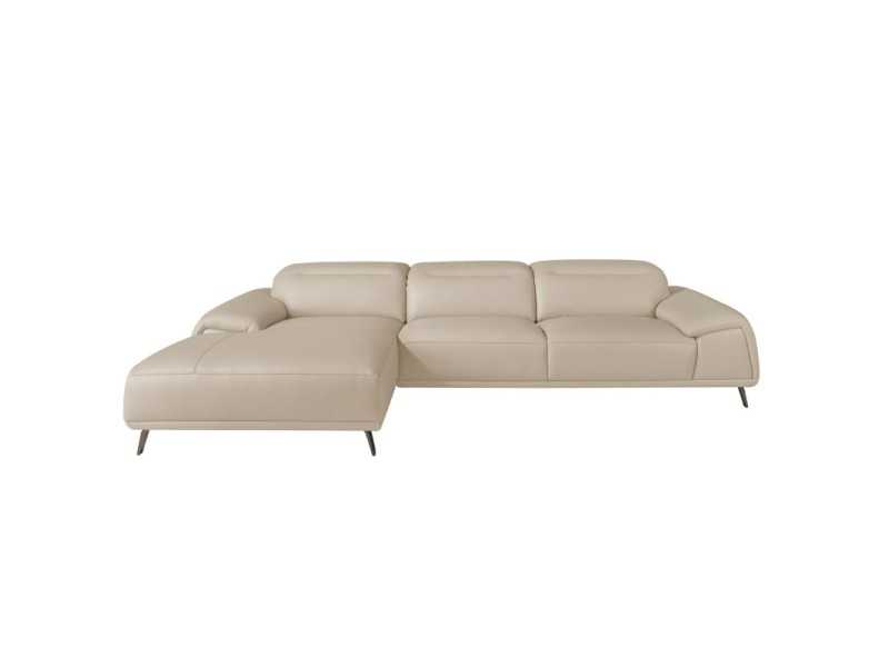 Left chaise longue sofa upholstered in genuine leather - PADUA IZ