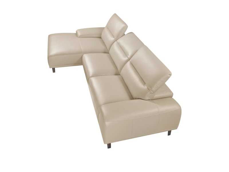 Left chaise longue sofa upholstered in genuine leather - PADUA IZ