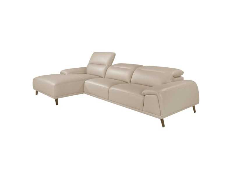 Left chaise longue sofa upholstered in genuine leather - PADUA IZ