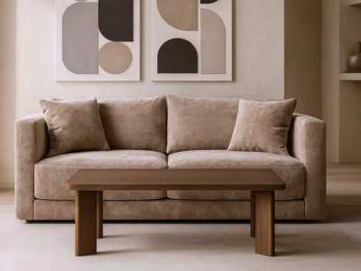 3-seater sofa upholstered in fabric - TAUPE 3