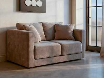 2-seater sofa upholstered in fabric - TAUPE 2