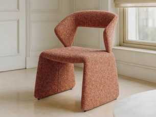 Nordic design chair upholstered in salmon-colored fabric - ANDO SALMÓN