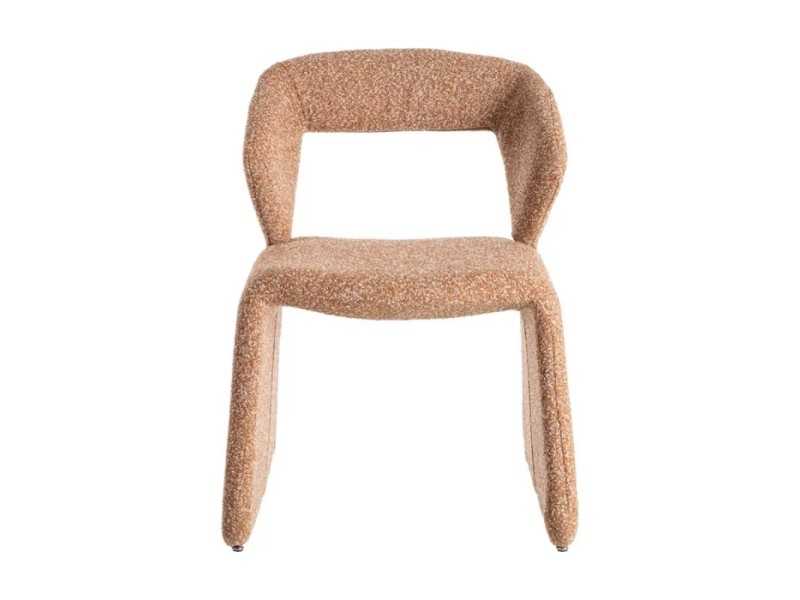 Chaise design nordique tapissée de tissu couleur saumon - ANDO SALMÓN