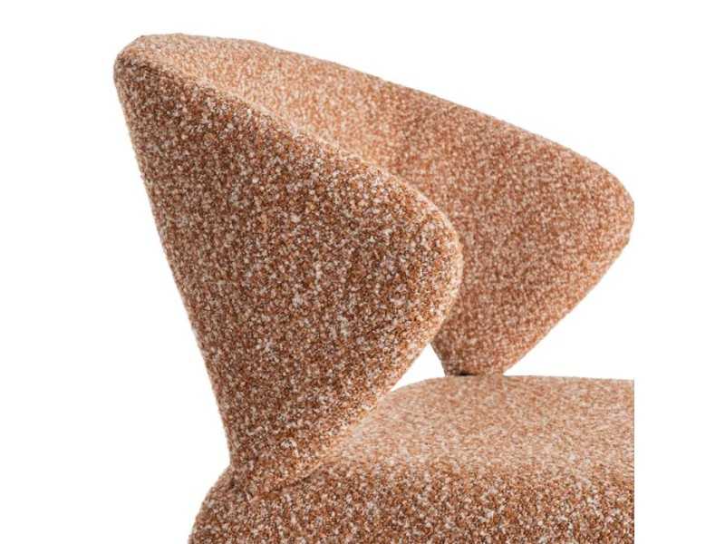 Chaise design nordique tapissée de tissu couleur saumon - ANDO SALMÓN