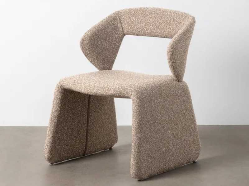 Chaise design nordique tapissée de tissu couleur beige - ANDO BEIGE