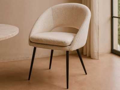 Chaise design en tissu avec pieds en métal - ANA CREMA