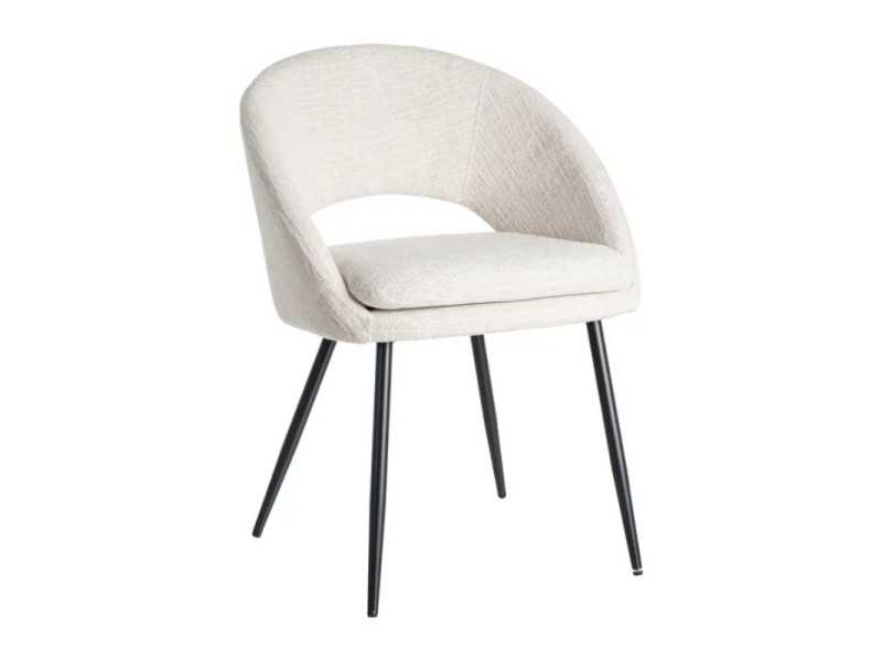 Fabric-upholstered designer chair with metal legs - ANA CREMA