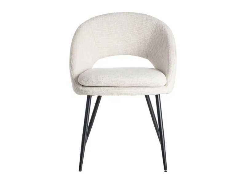 Silla de diseño tapizada en tela con patas de metal - ANA CREMA
