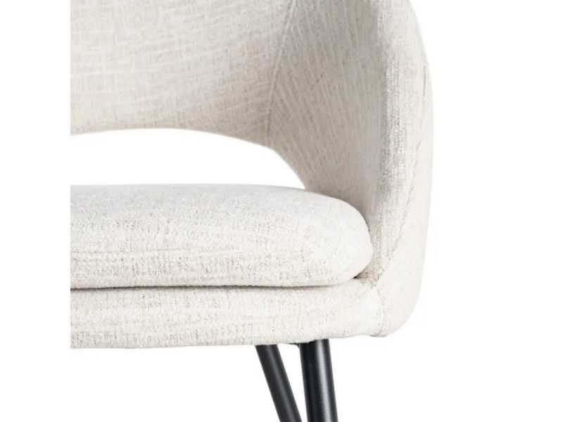 Fabric-upholstered designer chair with metal legs - ANA CREMA