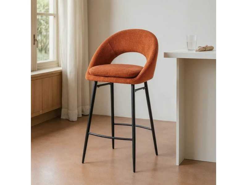 Fabric-upholstered designer stool with metal legs - ANA CALABAZA
