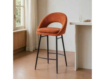 Fabric-upholstered designer stool with metal legs - ANA CALABAZA