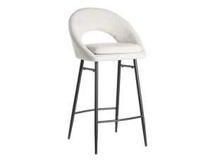Fabric-upholstered designer stool with metal legs - ANA CREMA 2