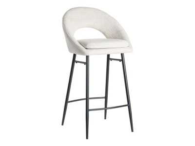 Fabric-upholstered designer stool with metal legs - ANA CREMA