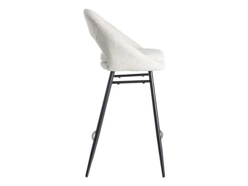 Taburete de diseño tapizado en tela con patas de metal - ANA CREMA