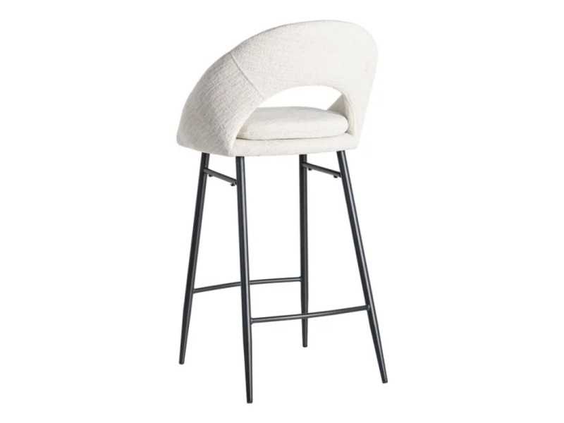 Fabric-upholstered designer stool with metal legs - ANA CREMA