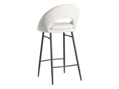 Fabric-upholstered designer stool with metal legs - ANA CREMA