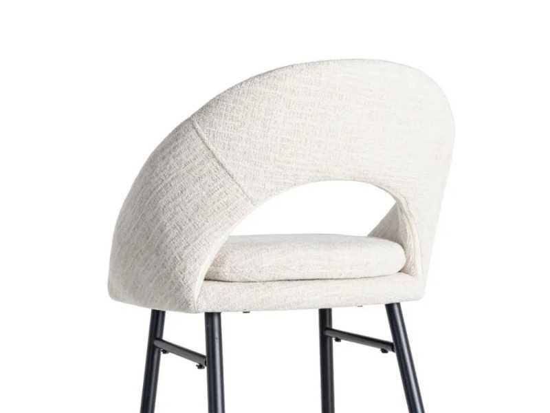 Fabric-upholstered designer stool with metal legs - ANA CREMA