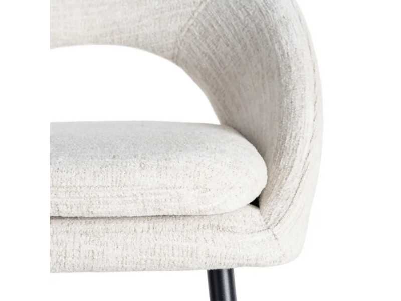 Fabric-upholstered designer stool with metal legs - ANA CREMA