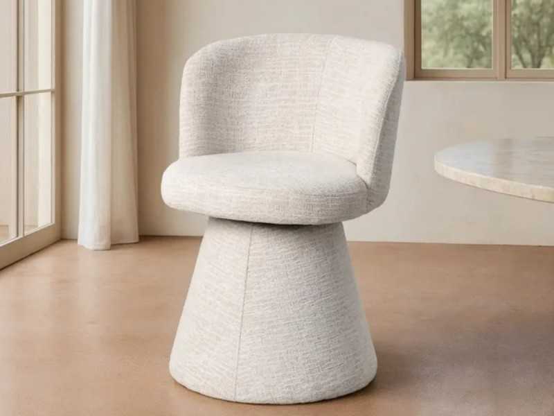 Silla giratoria de diseño moderno tapizada en tela - ALFA CREMA