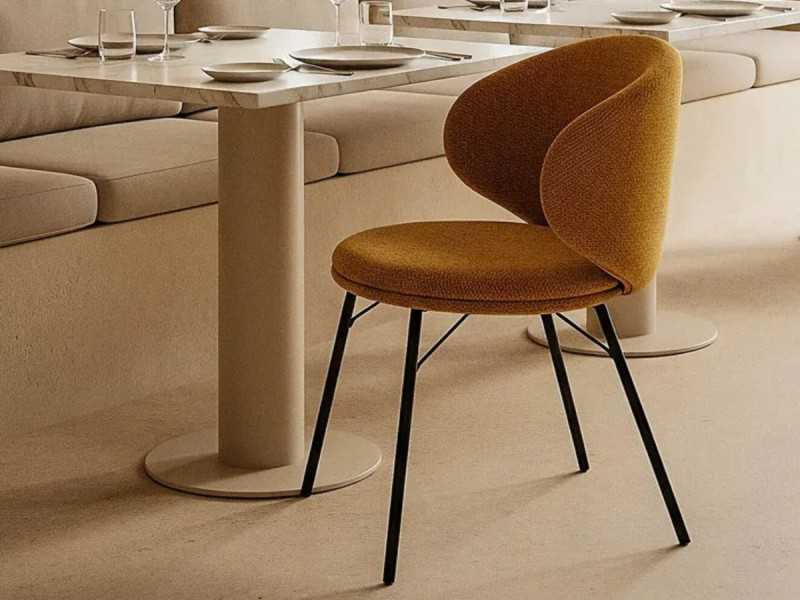 Silla de diseño moderno tapizada con estructura de metal - GIULA MOSTAZA