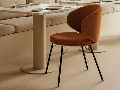 Silla de diseño moderno tapizada con estructura de metal - GIULA TERRACOTA