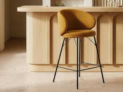 Modern upholstered stool with metal frame - GIULA MOSTAZA