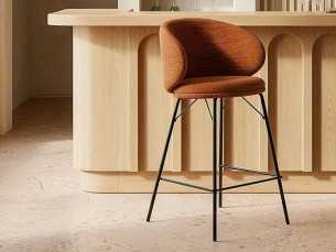 Tabouret moderne tapissé avec structure en métal - GIULA TERRACOTA