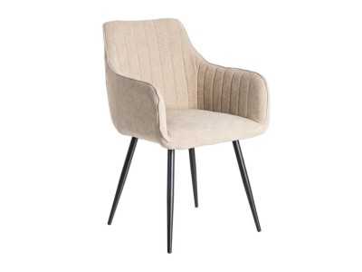 Fabric-upholstered designer chair with metal legs - MANILA BEIGE